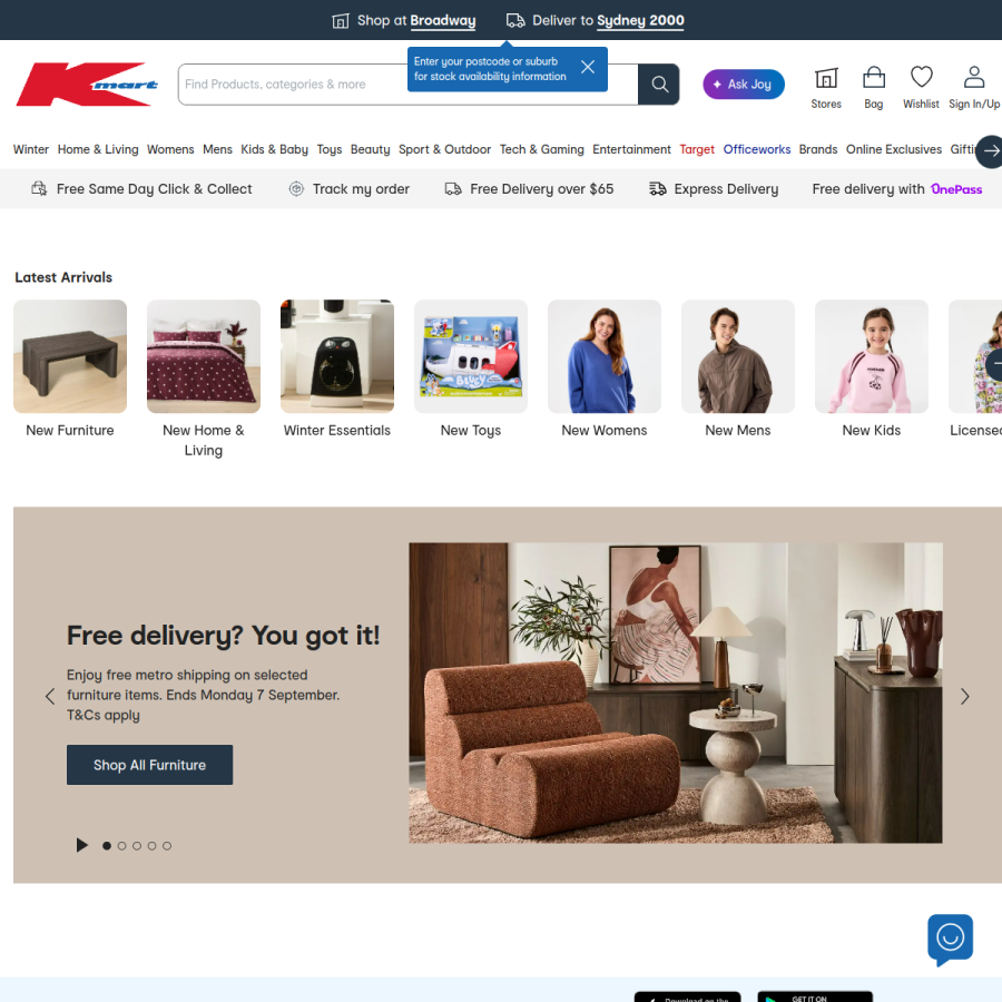 kmart.com.au homepage screenshot
