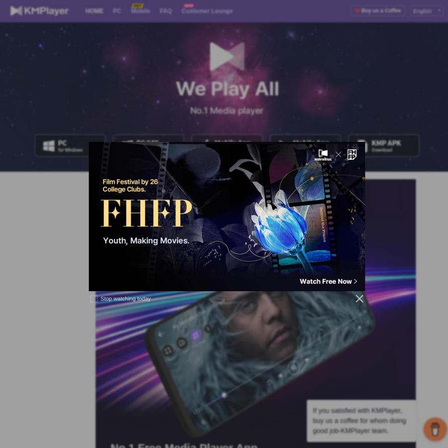 kmplayer.com homepage screenshot