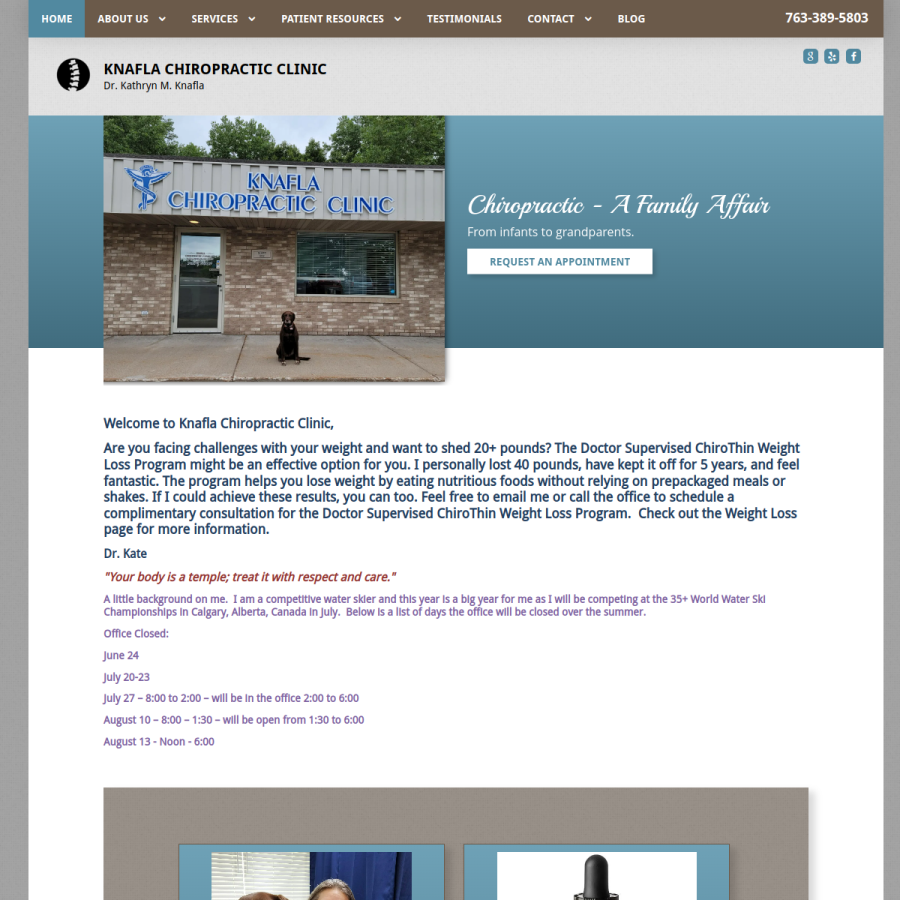 knaflachiropractic.com homepage screenshot