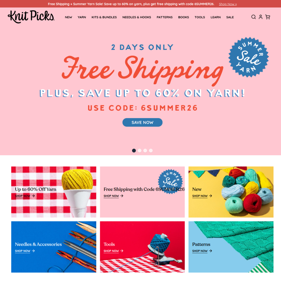 knitpicks.com homepage screenshot