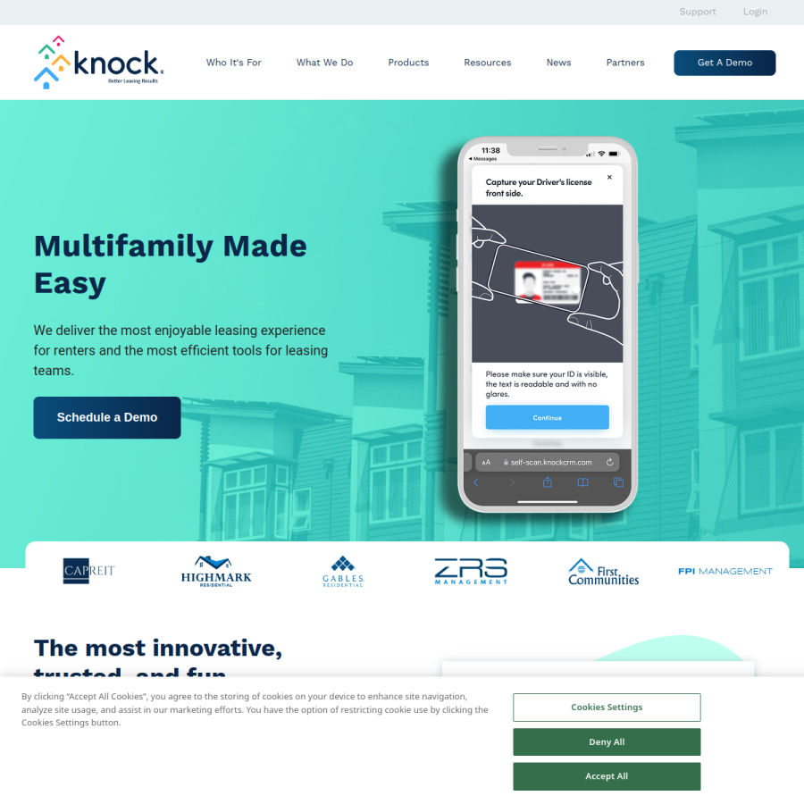 knockcrm.com homepage screenshot