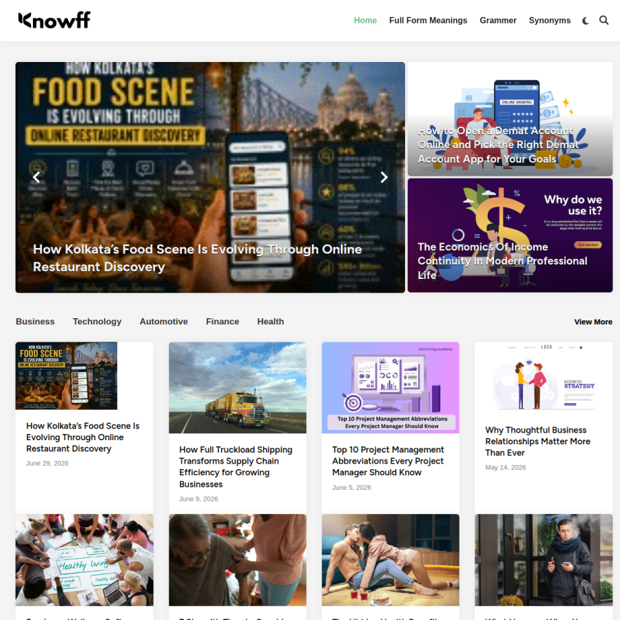 knowff.com homepage screenshot