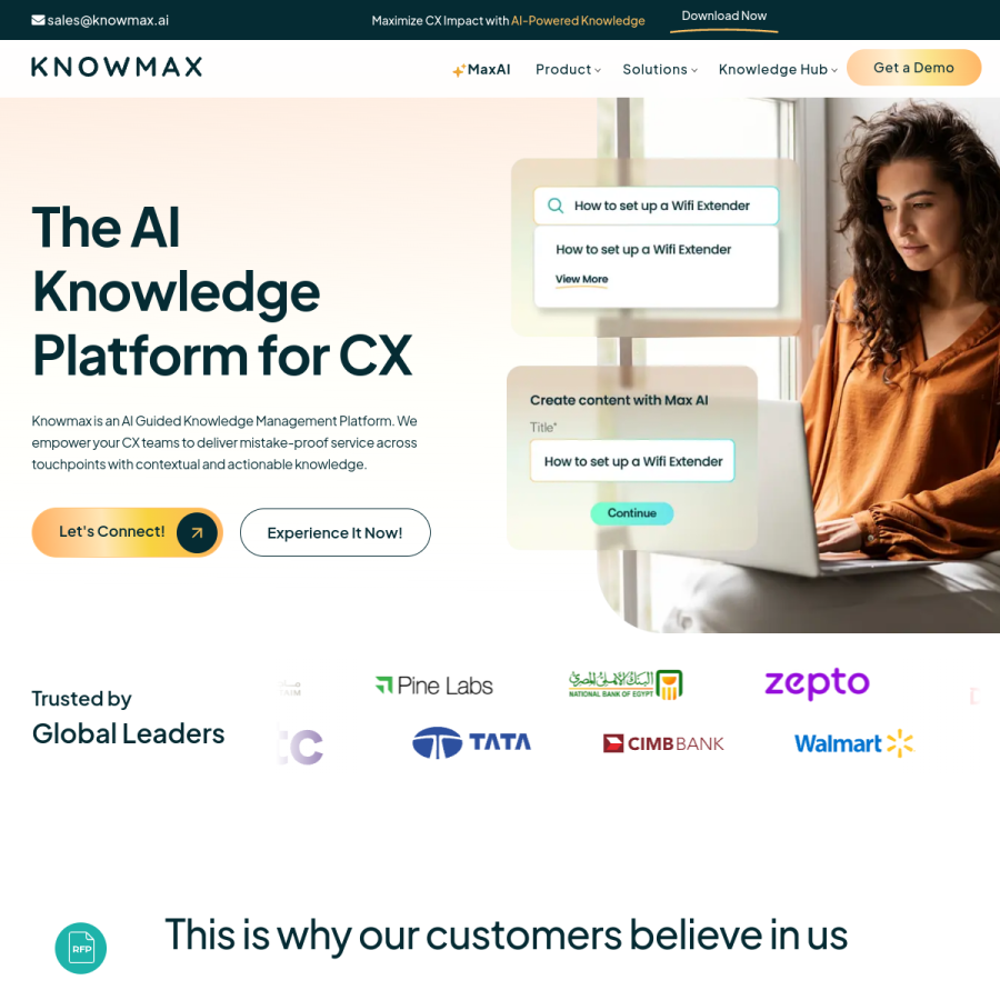 knowmax.ai homepage screenshot
