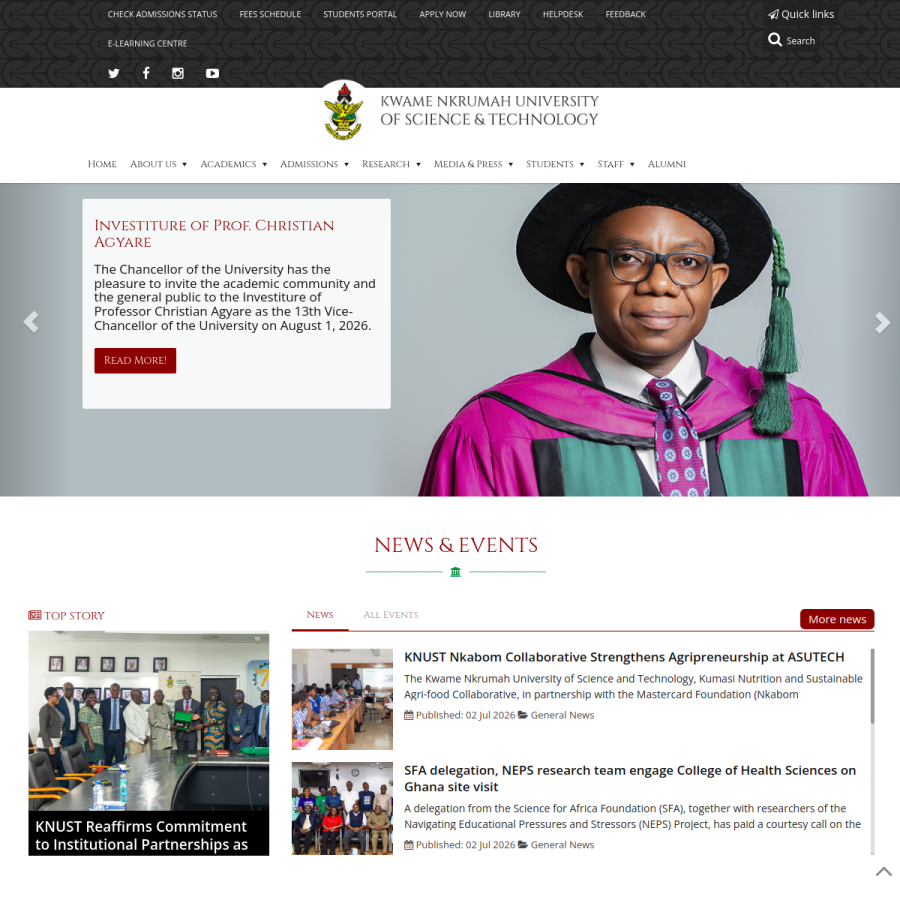knust.edu.gh homepage screenshot