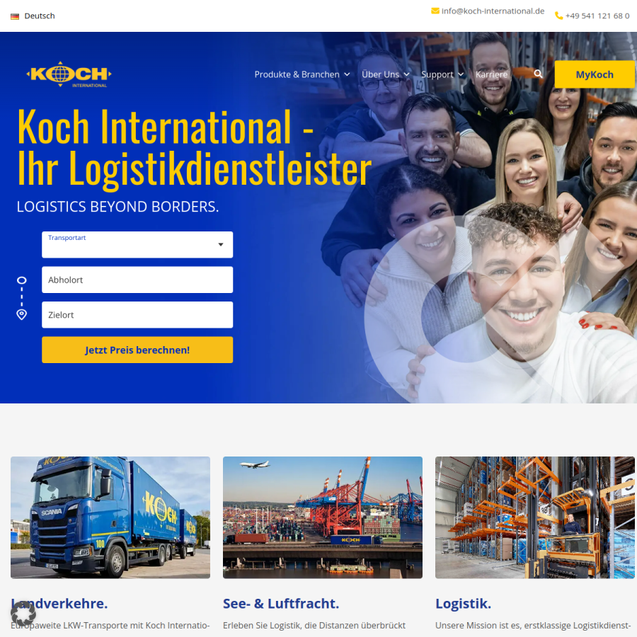 koch-international.de homepage screenshot