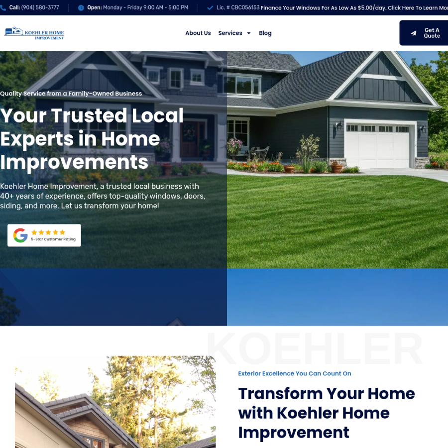 koehlerhomesinc.com homepage screenshot