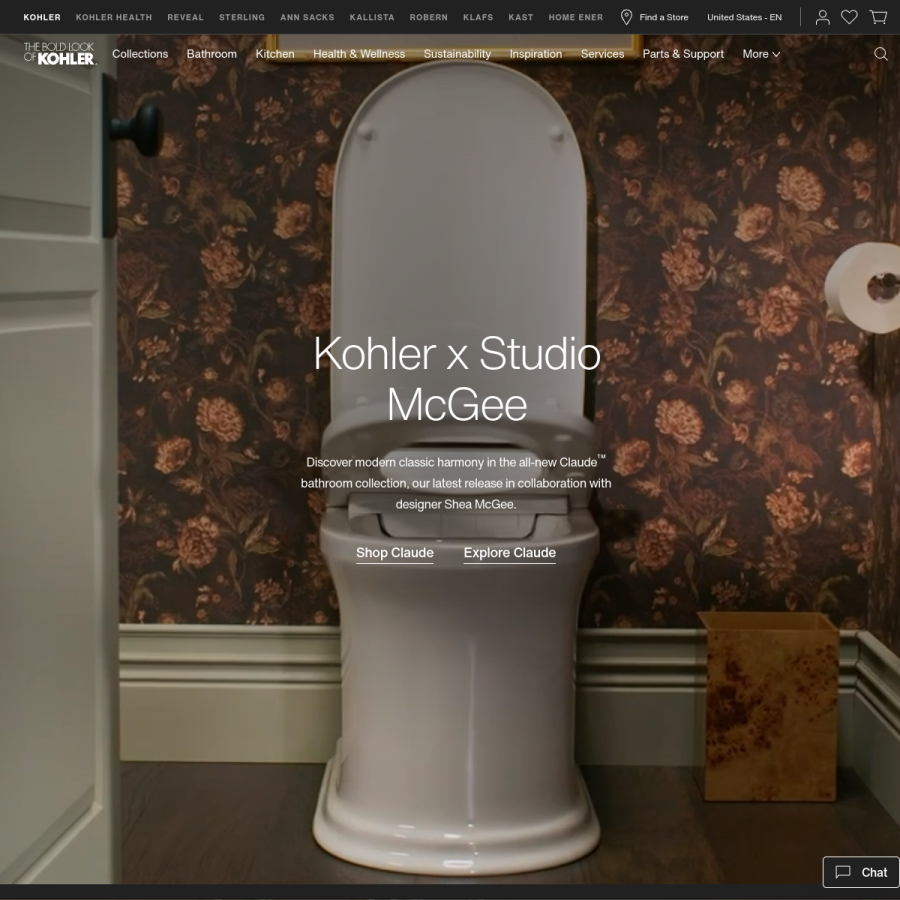 kohler.com homepage screenshot