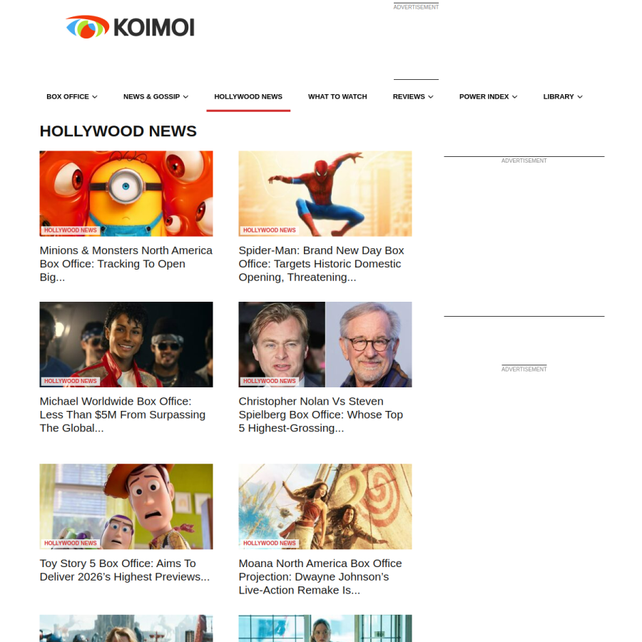 koimoi.com homepage screenshot