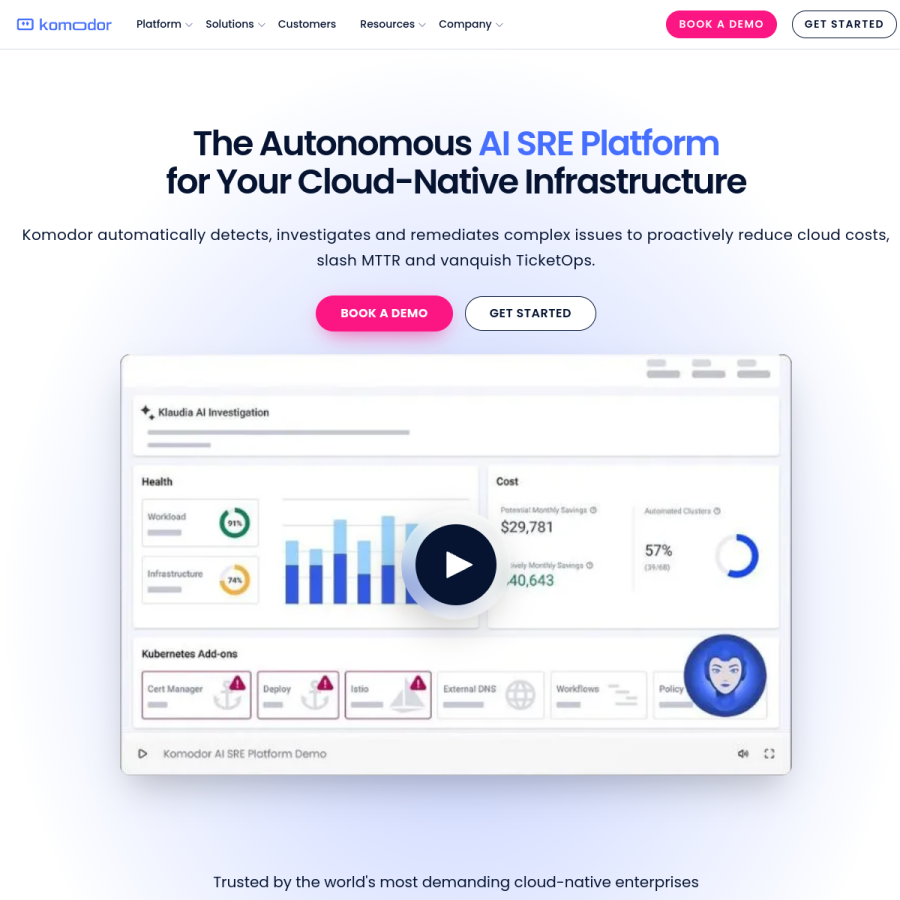 komodor.com homepage screenshot