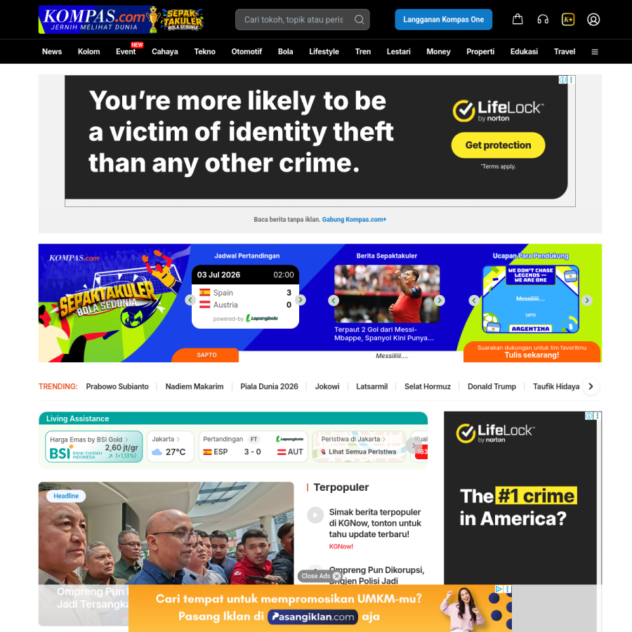 kompas.com homepage screenshot