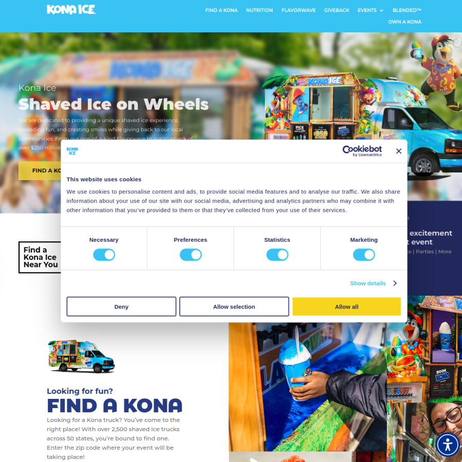 kona-ice.com homepage screenshot