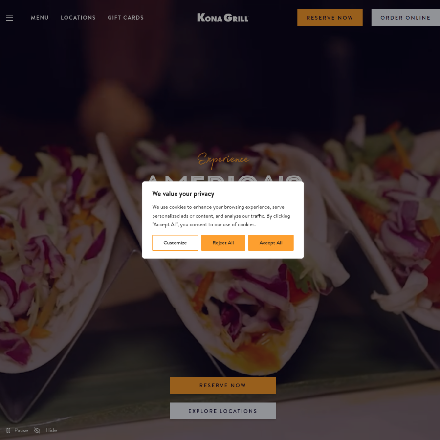 konagrill.com homepage screenshot