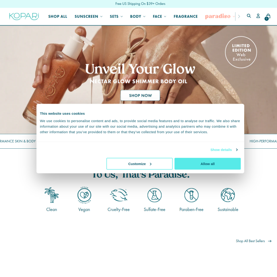 koparibeauty.com homepage screenshot