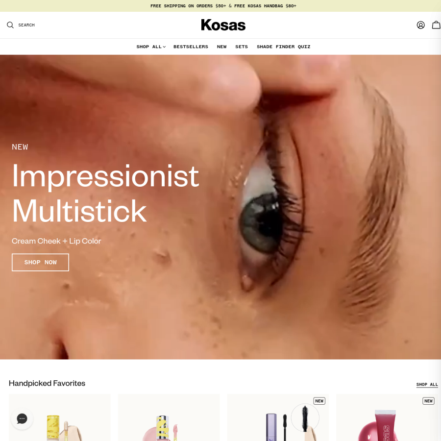 kosas.com homepage screenshot