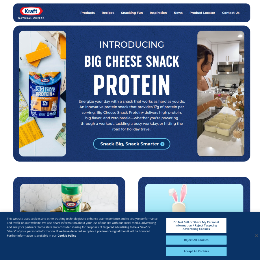 kraftnaturalcheese.com homepage screenshot