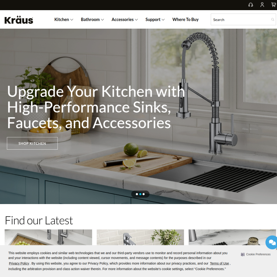 kraususa.com homepage screenshot