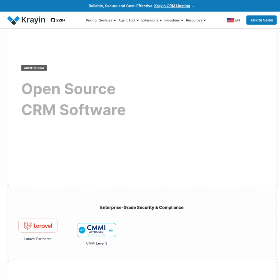 krayincrm.com homepage screenshot