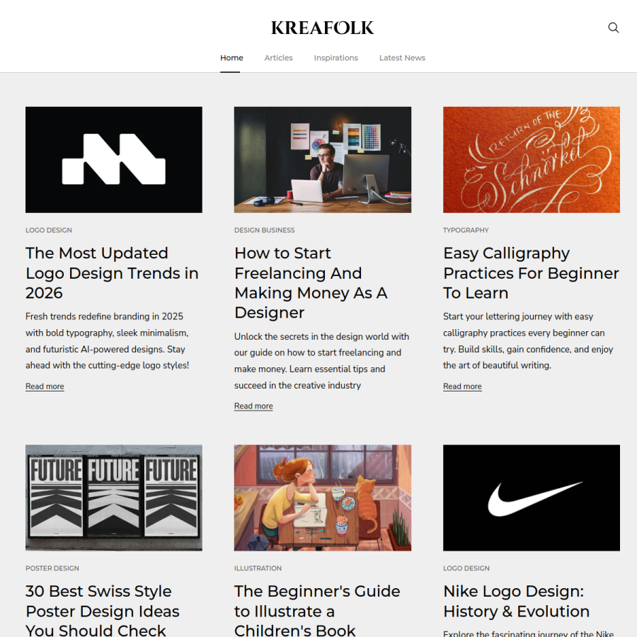 kreafolk.com homepage screenshot