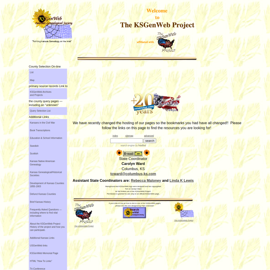 ksgenweb.org homepage screenshot