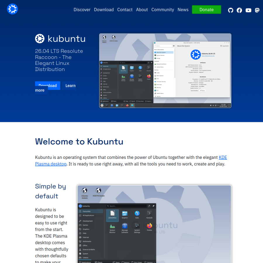 kubuntu.org homepage screenshot