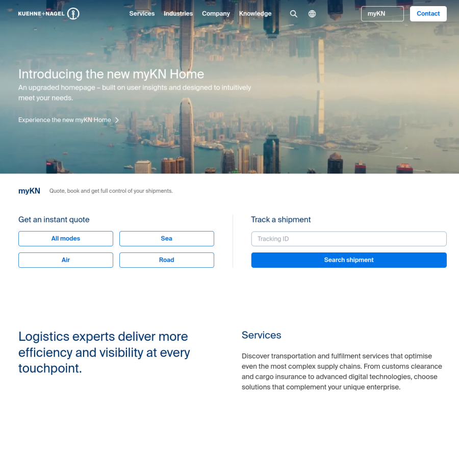 kuehne-nagel.com homepage screenshot