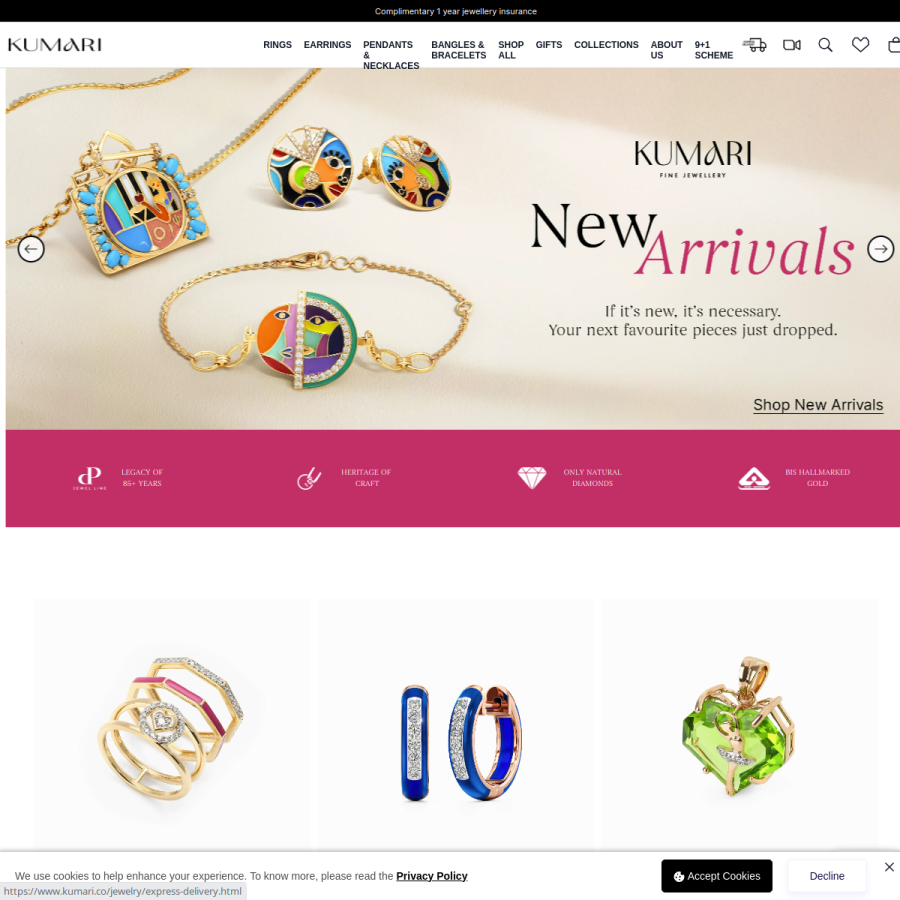 kumari.co homepage screenshot
