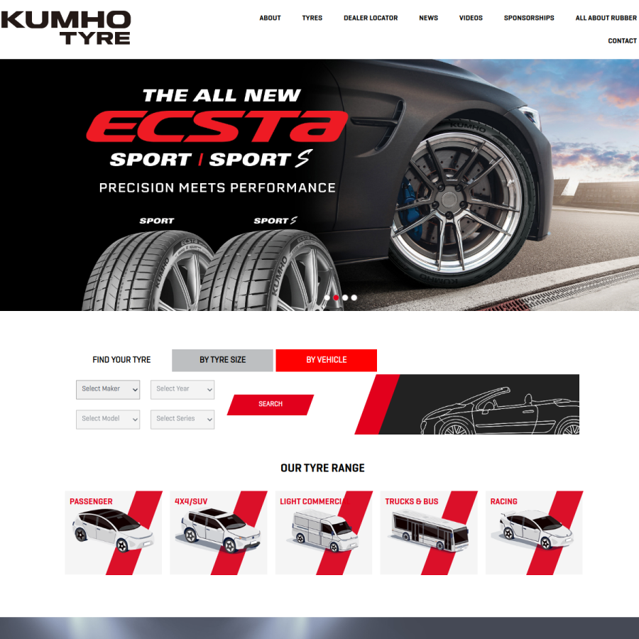 kumho.com.au homepage screenshot