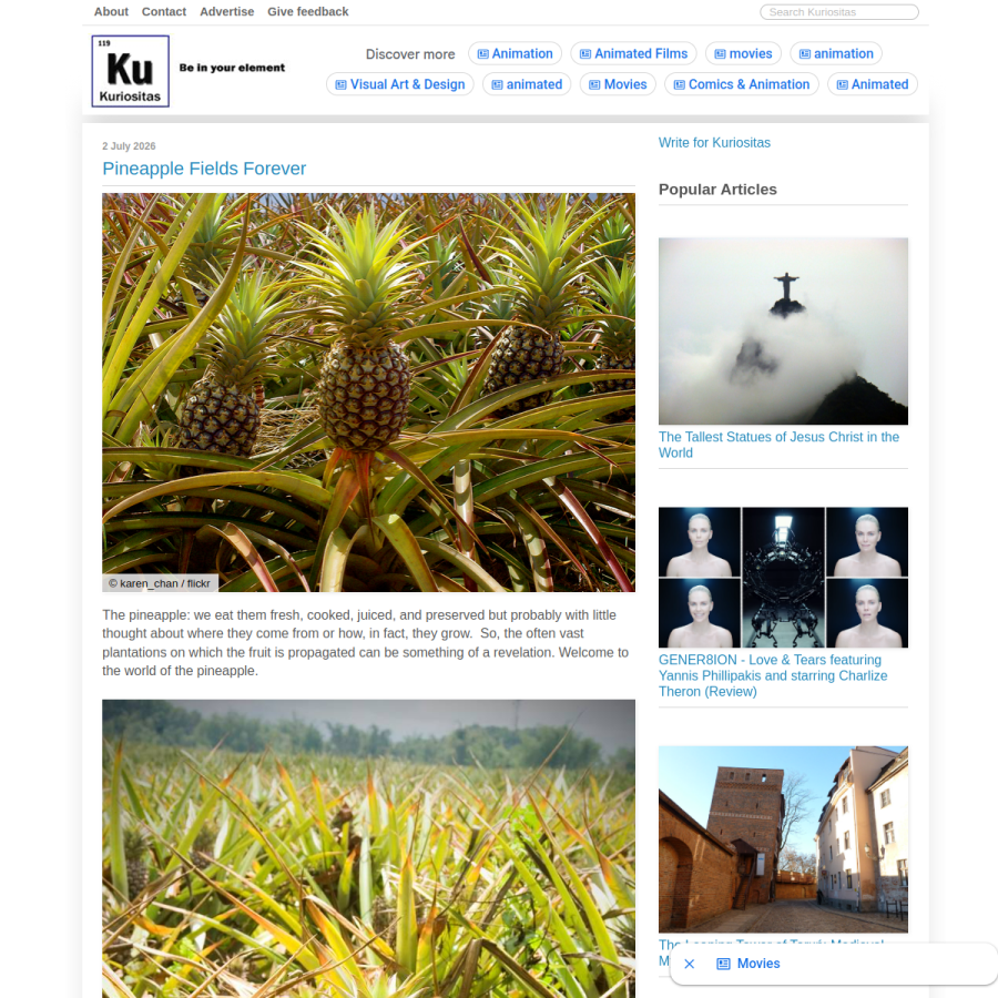 kuriositas.com homepage screenshot