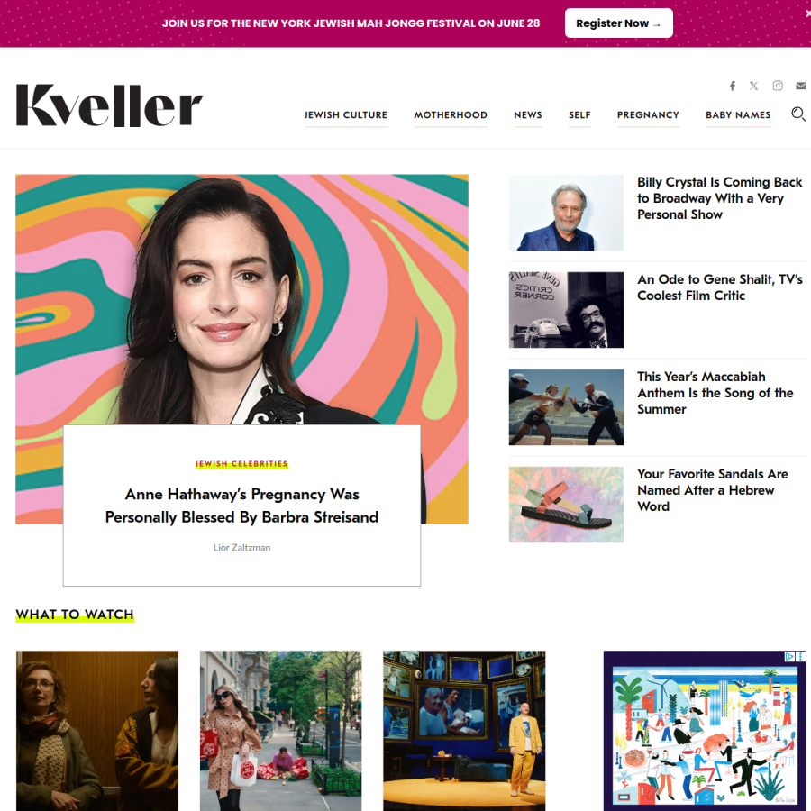 kveller.com homepage screenshot