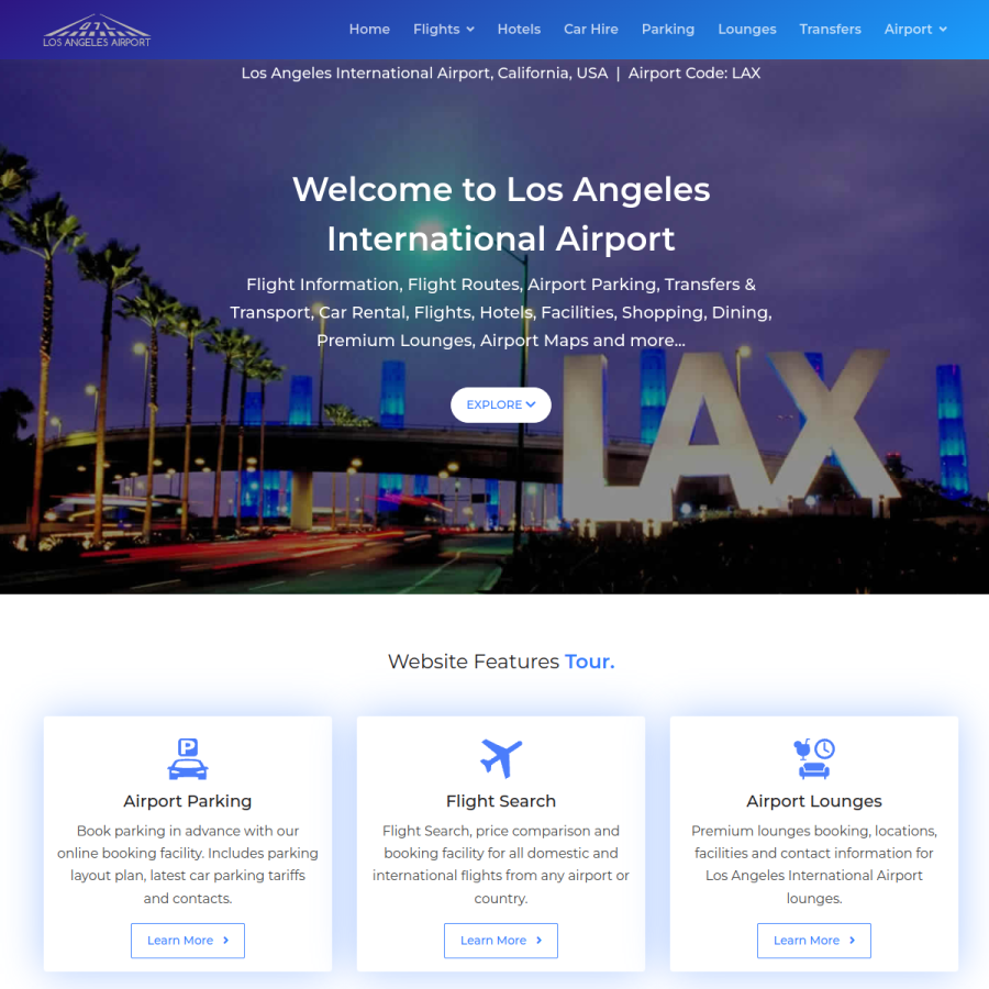 la-airport.com homepage screenshot