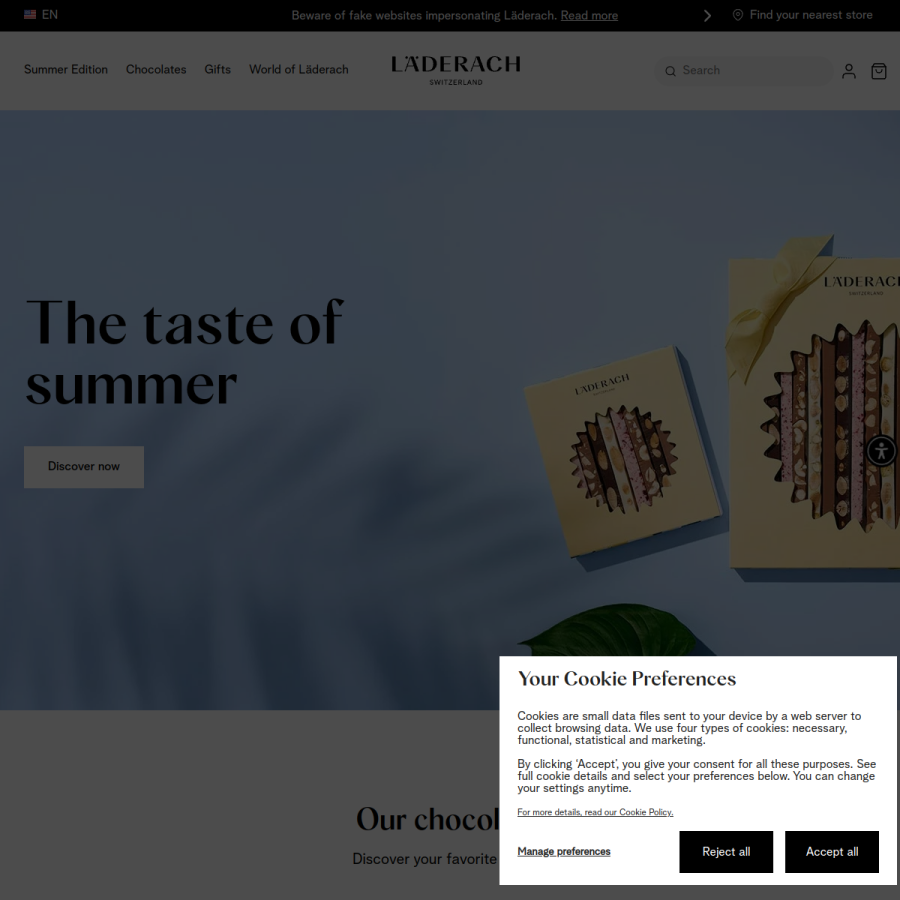 laderach.com homepage screenshot