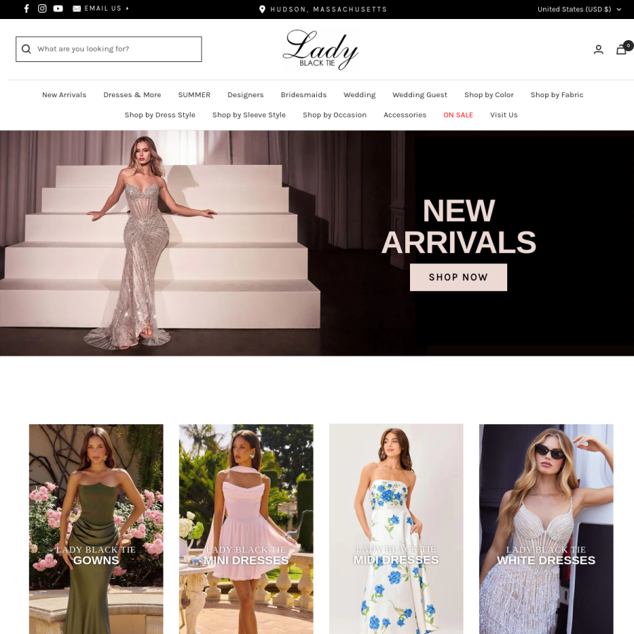ladyblacktie.com homepage screenshot