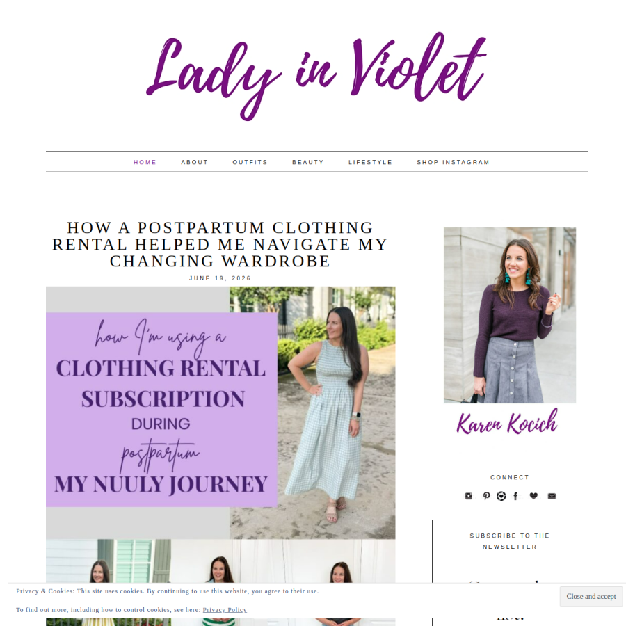 ladyinviolet.com homepage screenshot