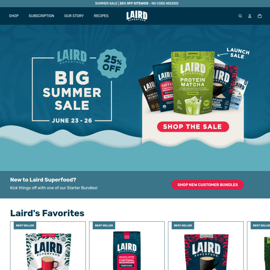 lairdsuperfood.com homepage screenshot