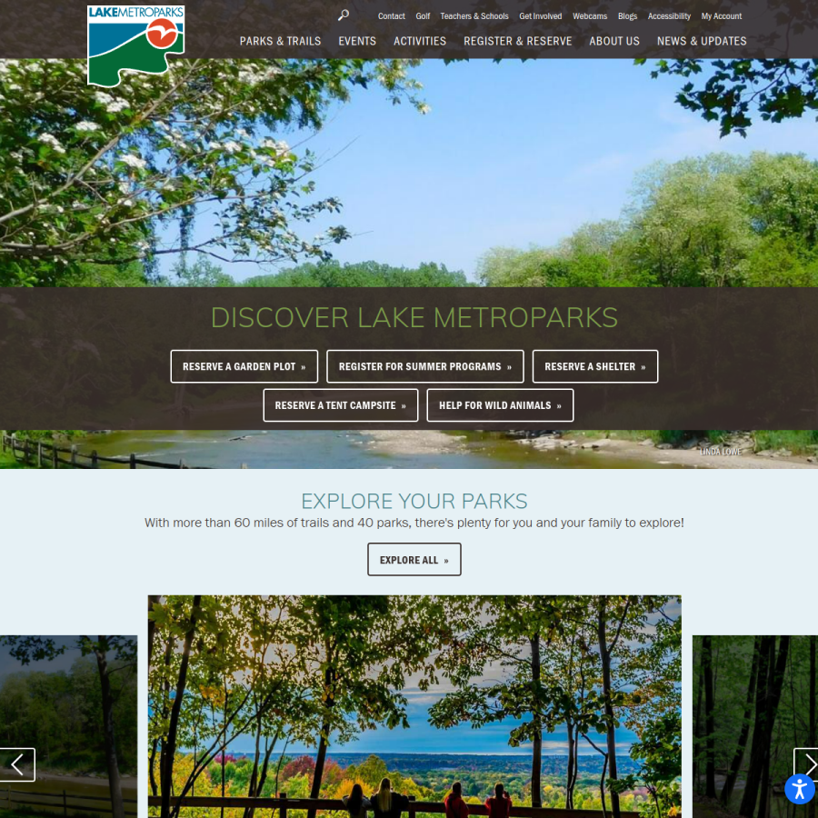 lakemetroparks.com homepage screenshot