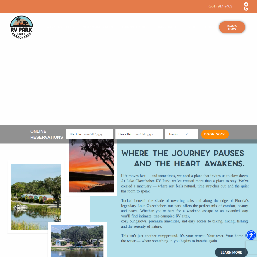 lakeokeervpark.com homepage screenshot