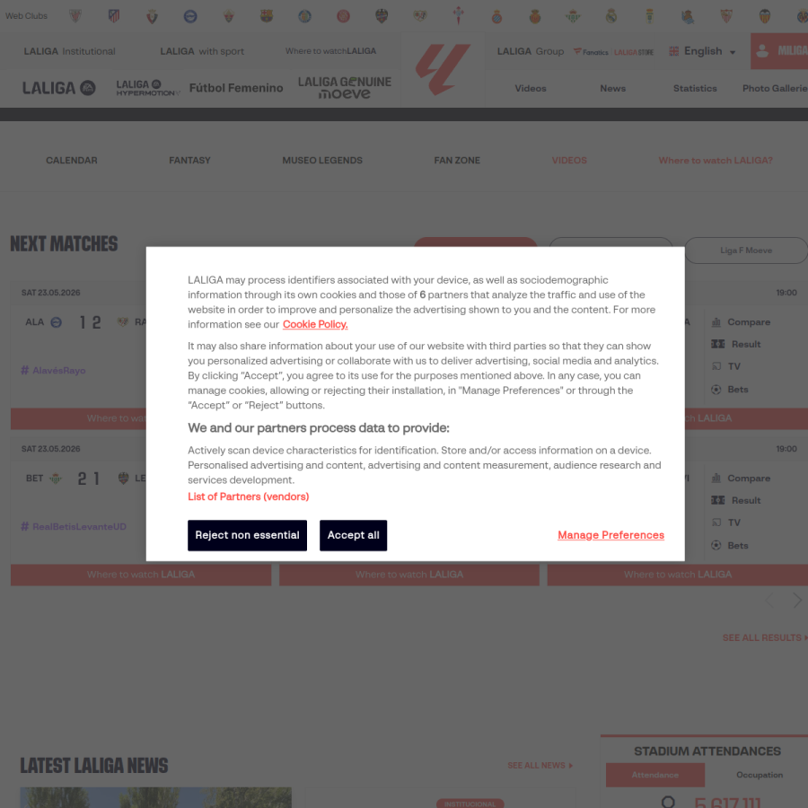 laliga.com homepage screenshot