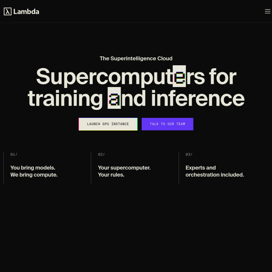 lambda.ai homepage screenshot
