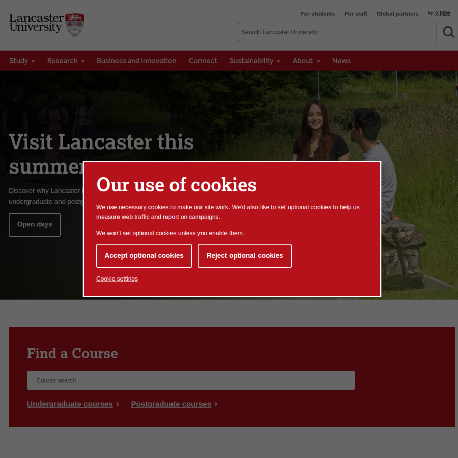 lancaster.ac.uk homepage screenshot