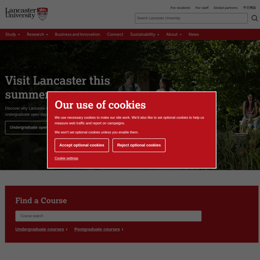 lancs.ac.uk homepage screenshot