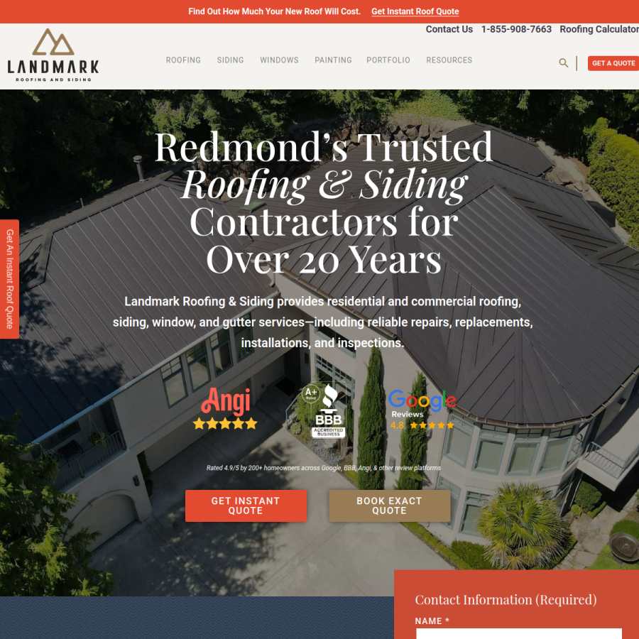 landmarkroof.com homepage screenshot