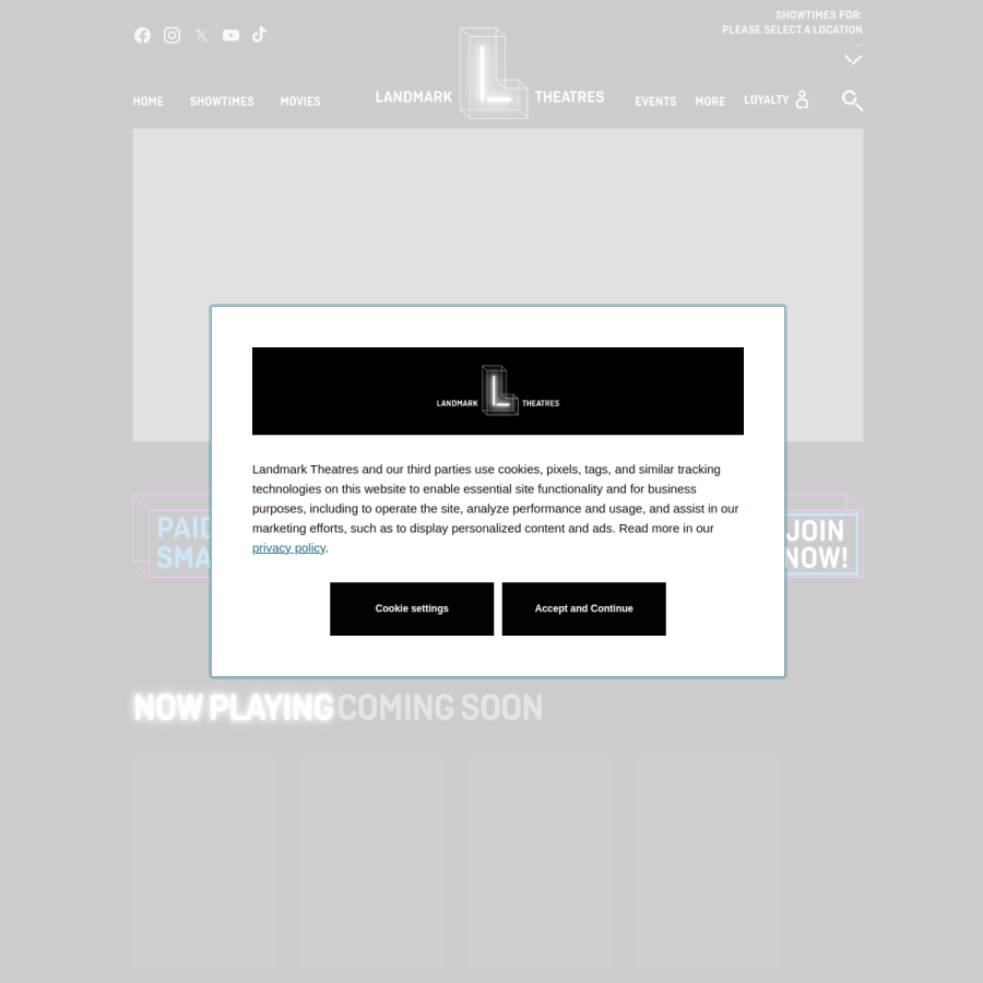 landmarktheatres.com homepage screenshot