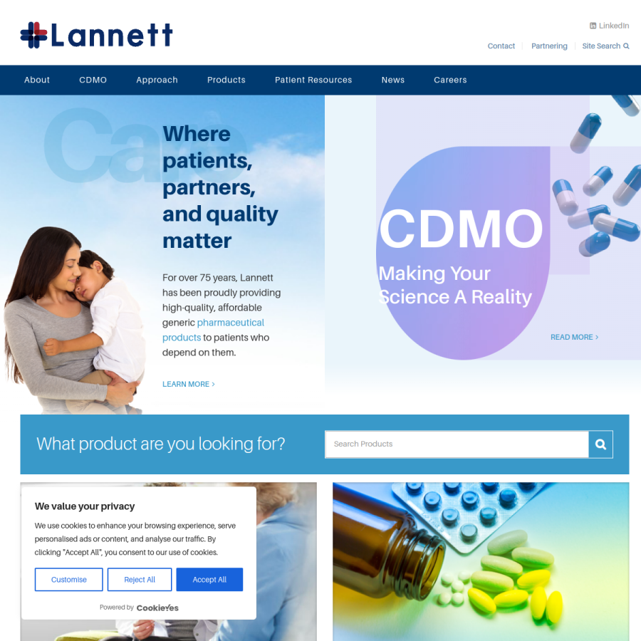 lannett.com homepage screenshot