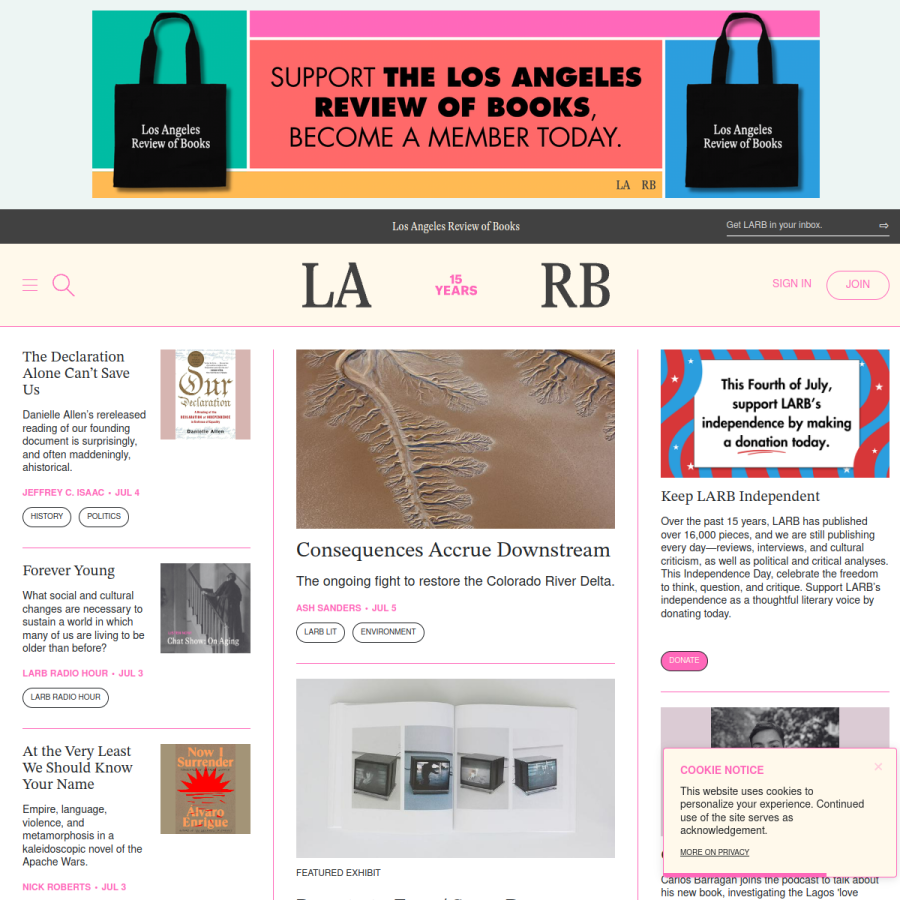 lareviewofbooks.org homepage screenshot