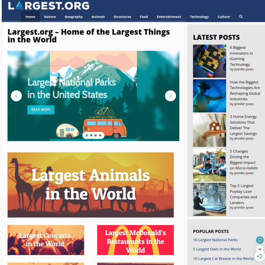 largest.org homepage screenshot