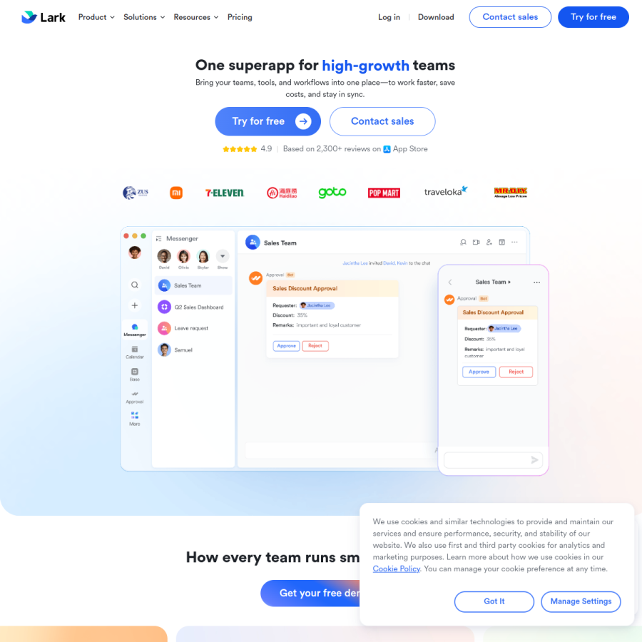 larksuite.com homepage screenshot