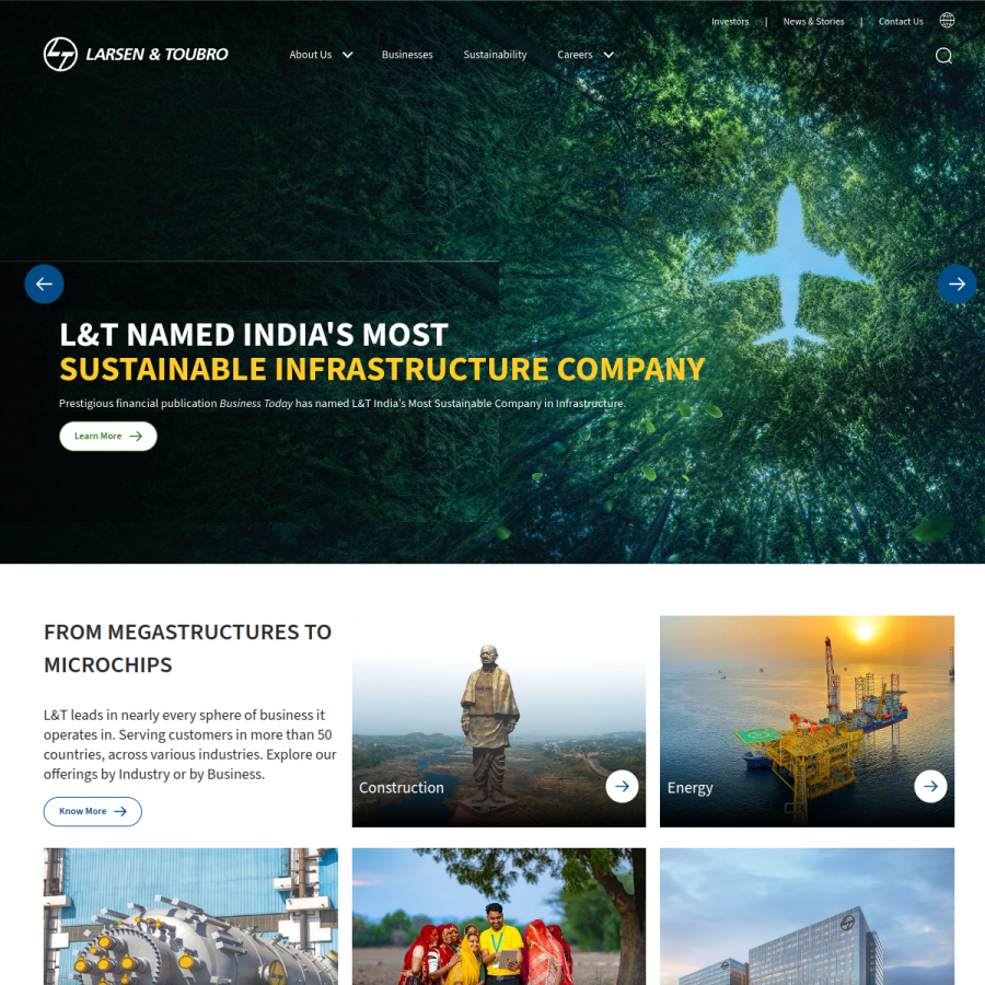 larsentoubro.com homepage screenshot