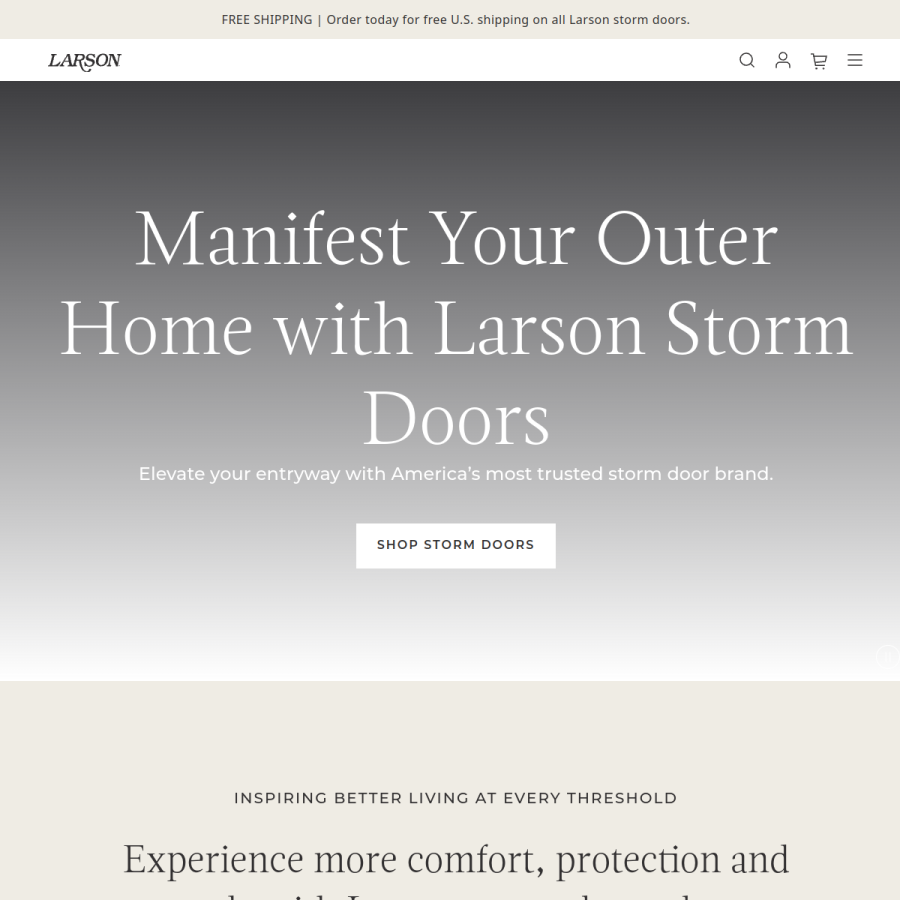 larsondoors.com homepage screenshot