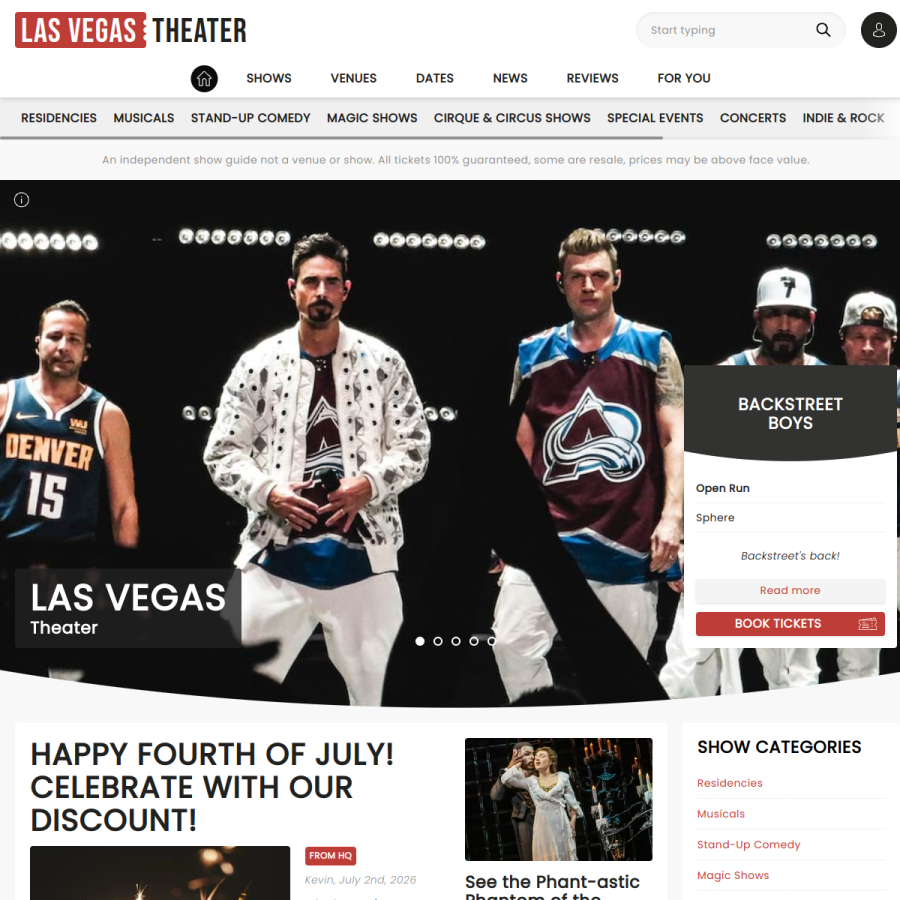 las-vegas-theater.com homepage screenshot