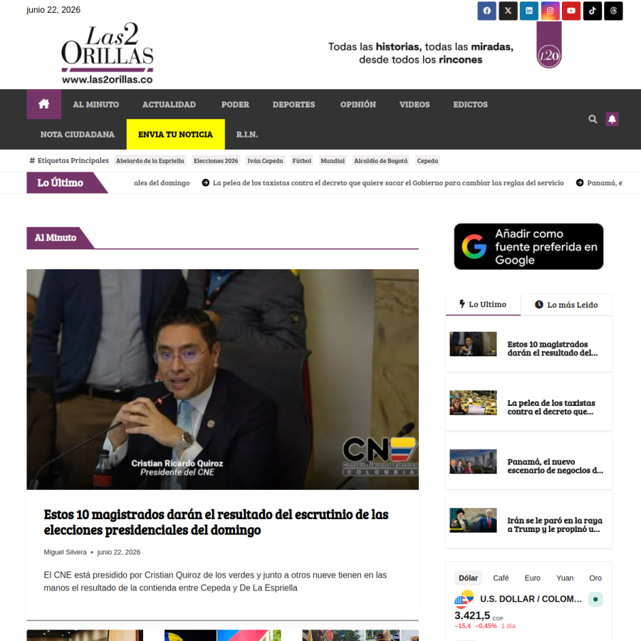 las2orillas.co homepage screenshot